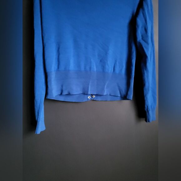 Chicos Cobalt Blue Snap Rhinestone Center Silver Closure Long Sleeve Sz M - Picture 7 of 11